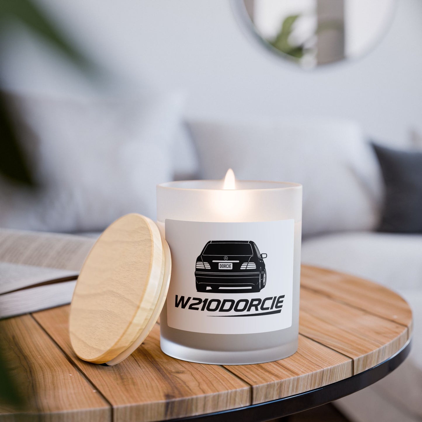 W210Dorcie Wood Wick Frosted Glass Candle
